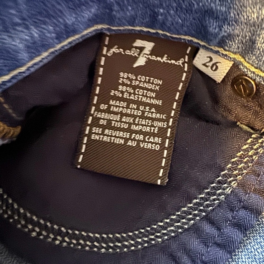 7 For All Mankind Skinny Jeans Womens 26 Low Rise Stretch Blue Distressed - Picture 5 of 7